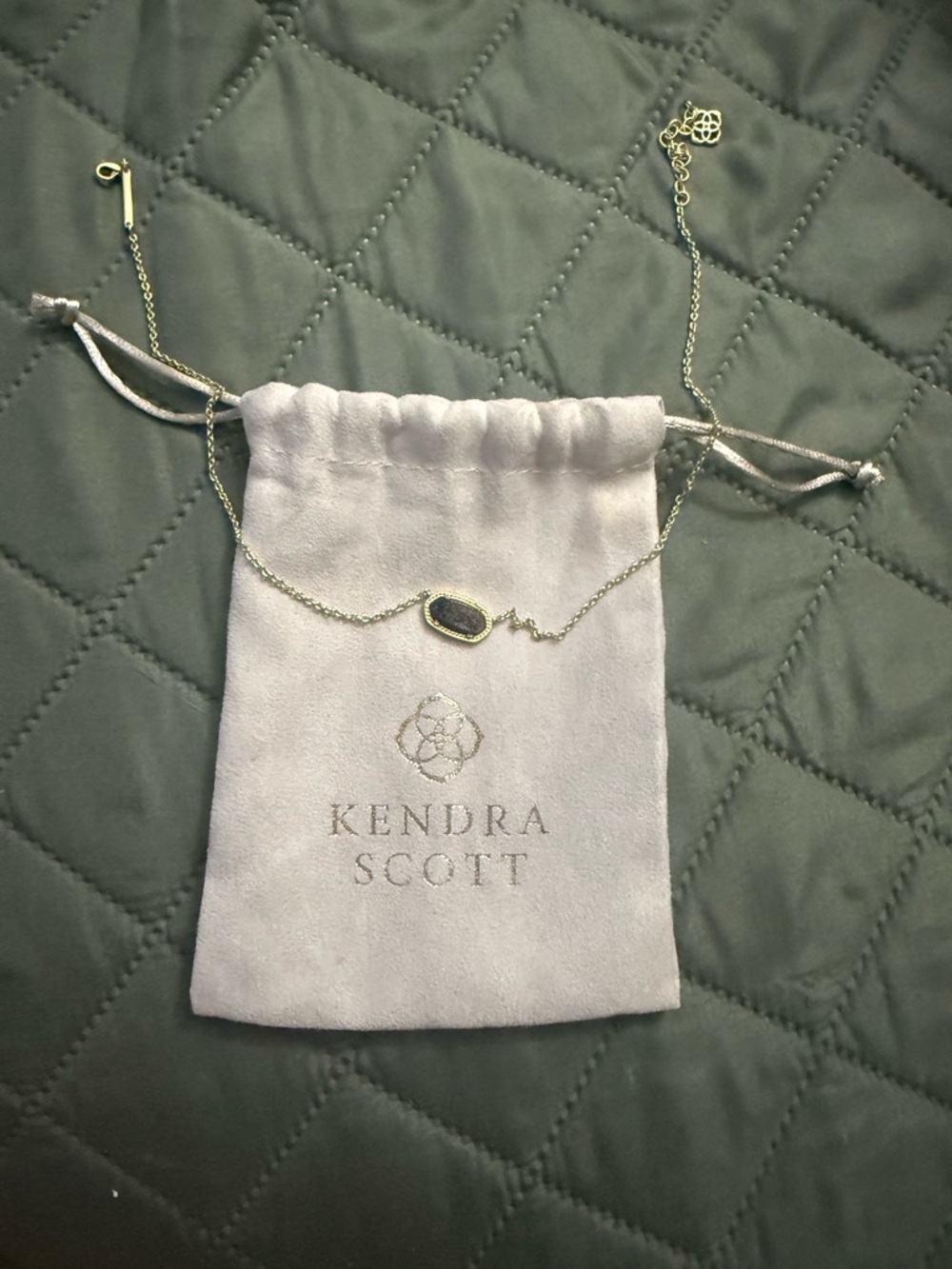 Kendra Scott Gold Necklace with Black Stone